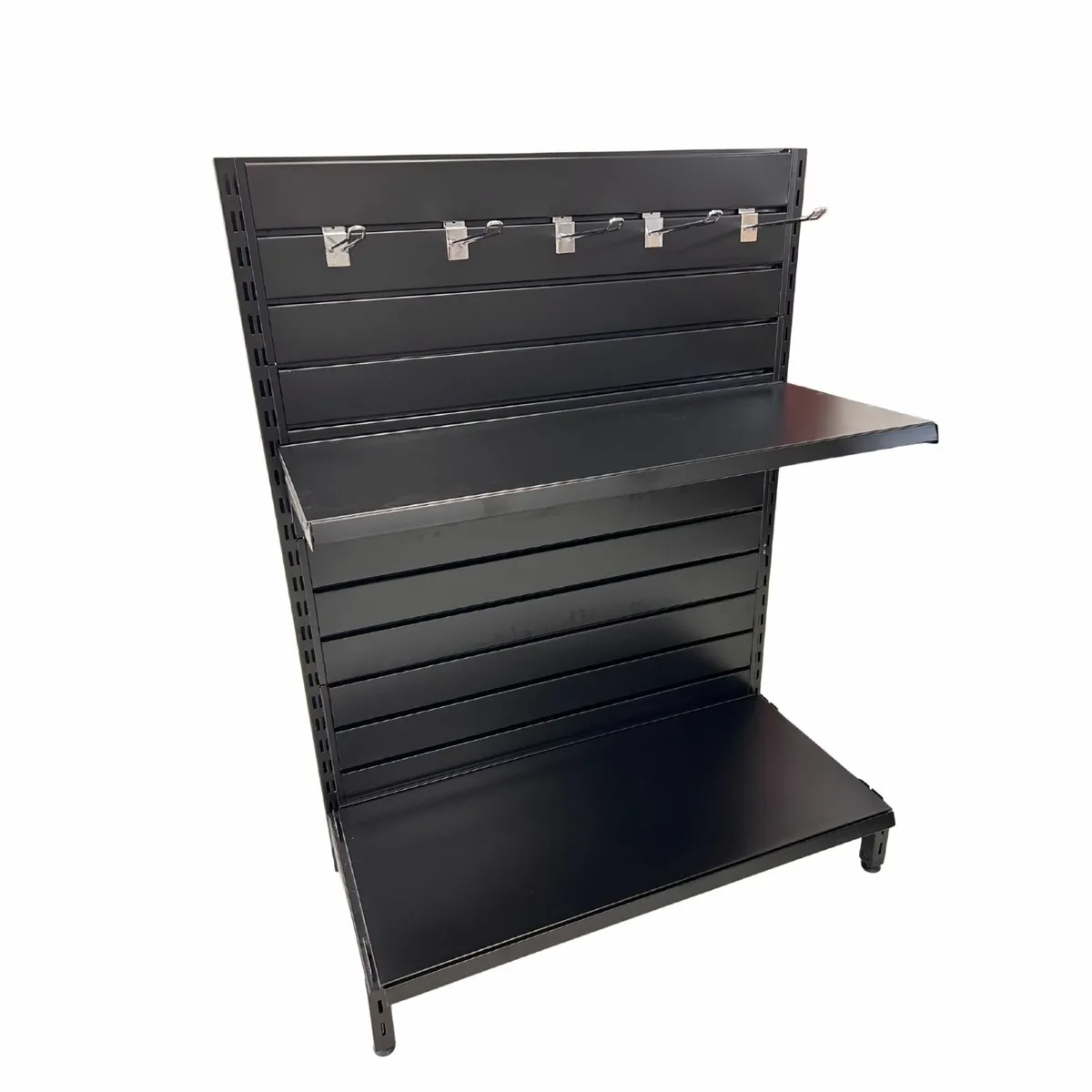 Single Sided Slat Panel Shelf | Black | 1350mm - Image 1