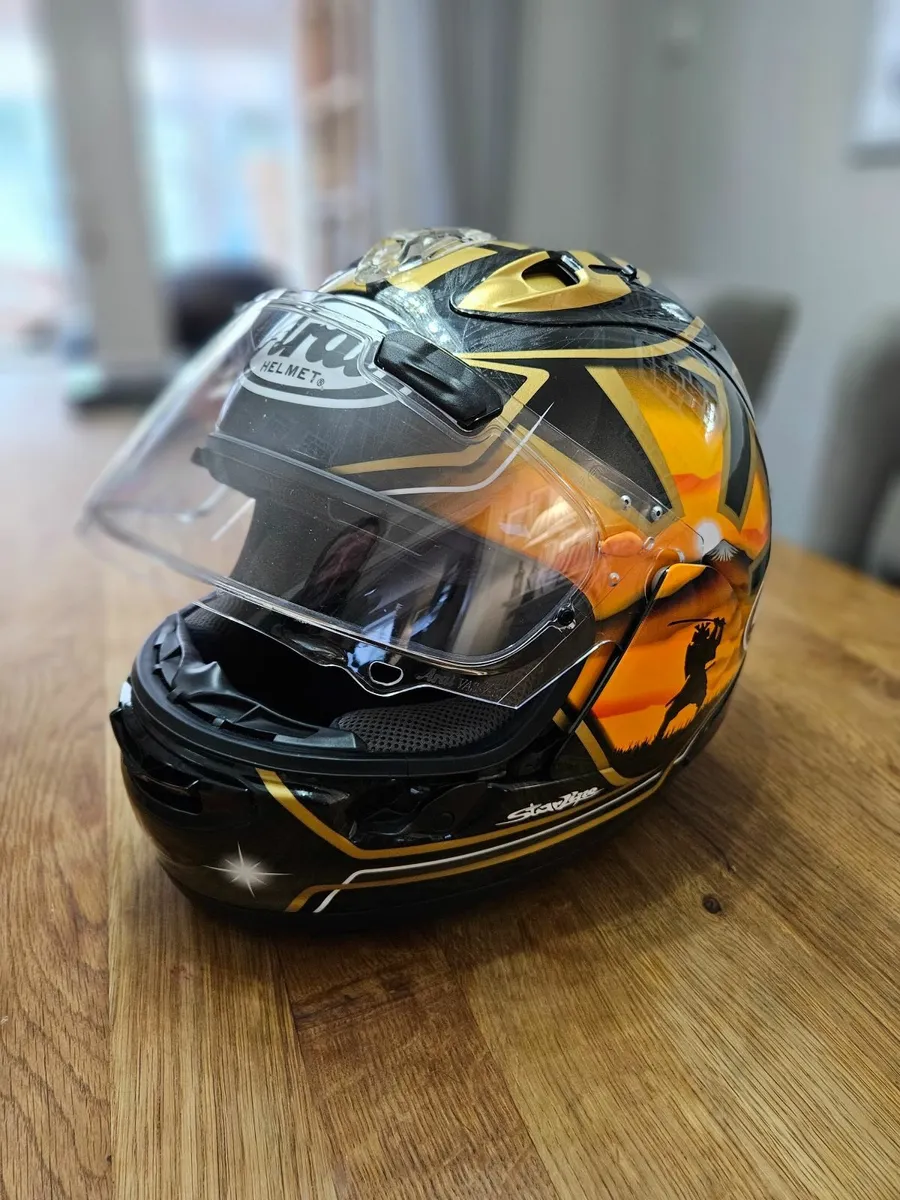 Arai RX-7 V Motorcycle Helmet PEDROSA Gold - Image 1