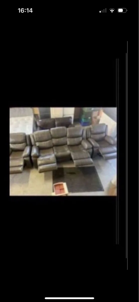 New leather suites of furniture black and grey - Image 2