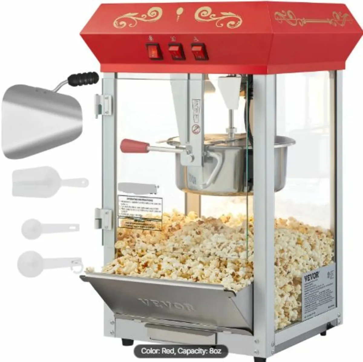 Popcorn Maker, 850W Popcorn Popper Machine, 8 Oz - Image 1