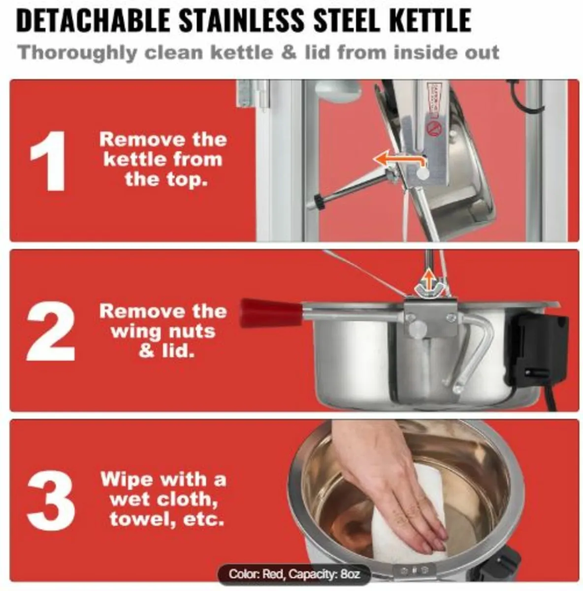 Popcorn Maker, 850W Popcorn Popper Machine, 8 Oz - Image 2