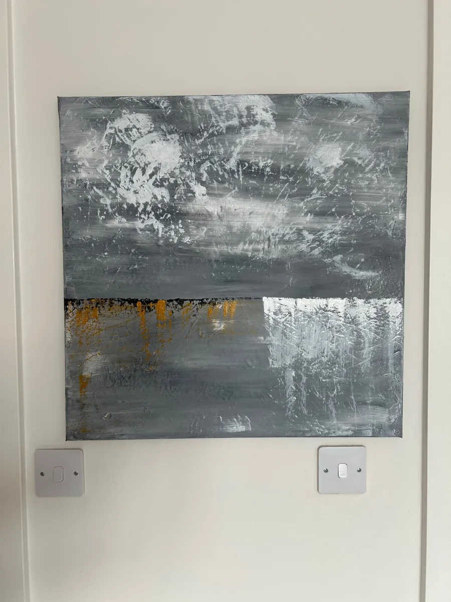 Grey abstract landscape painting - Image 1