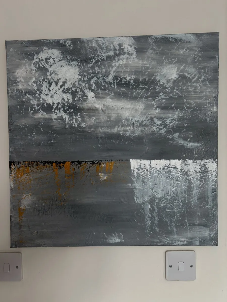 Grey abstract landscape painting - Image 3