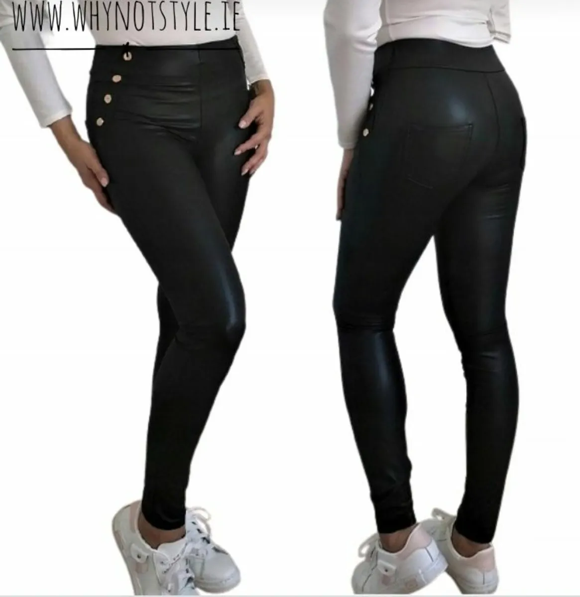 High Waist PU Leggings - Image 3