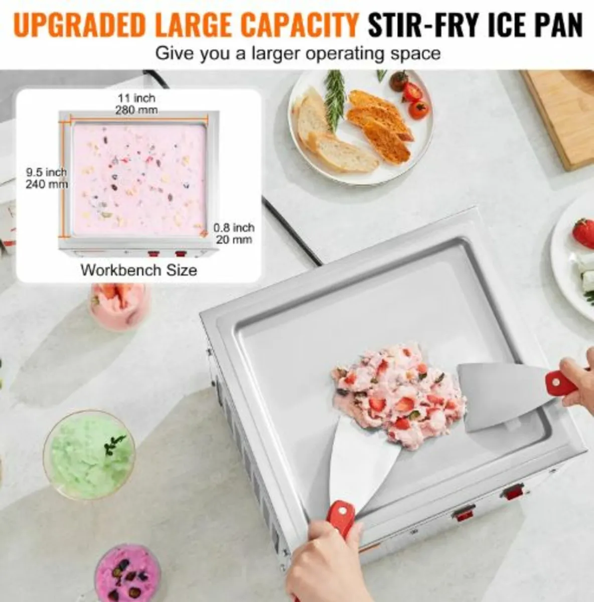Fried Ice Cream Roll Machine,11"x 9.5" Stir-Fried - Image 3