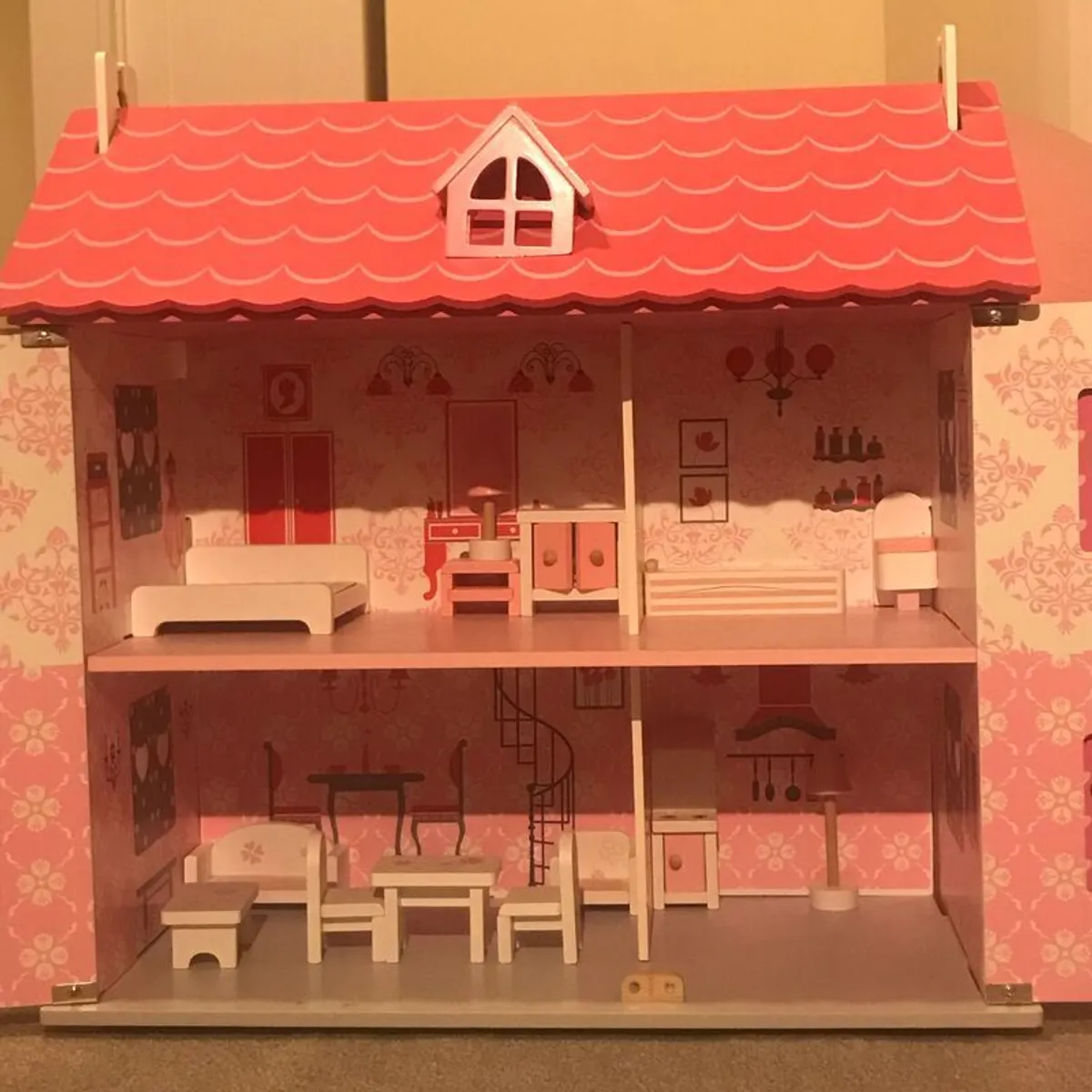 Wooden Dollhouse with Furniture in perfect condition - Image 2