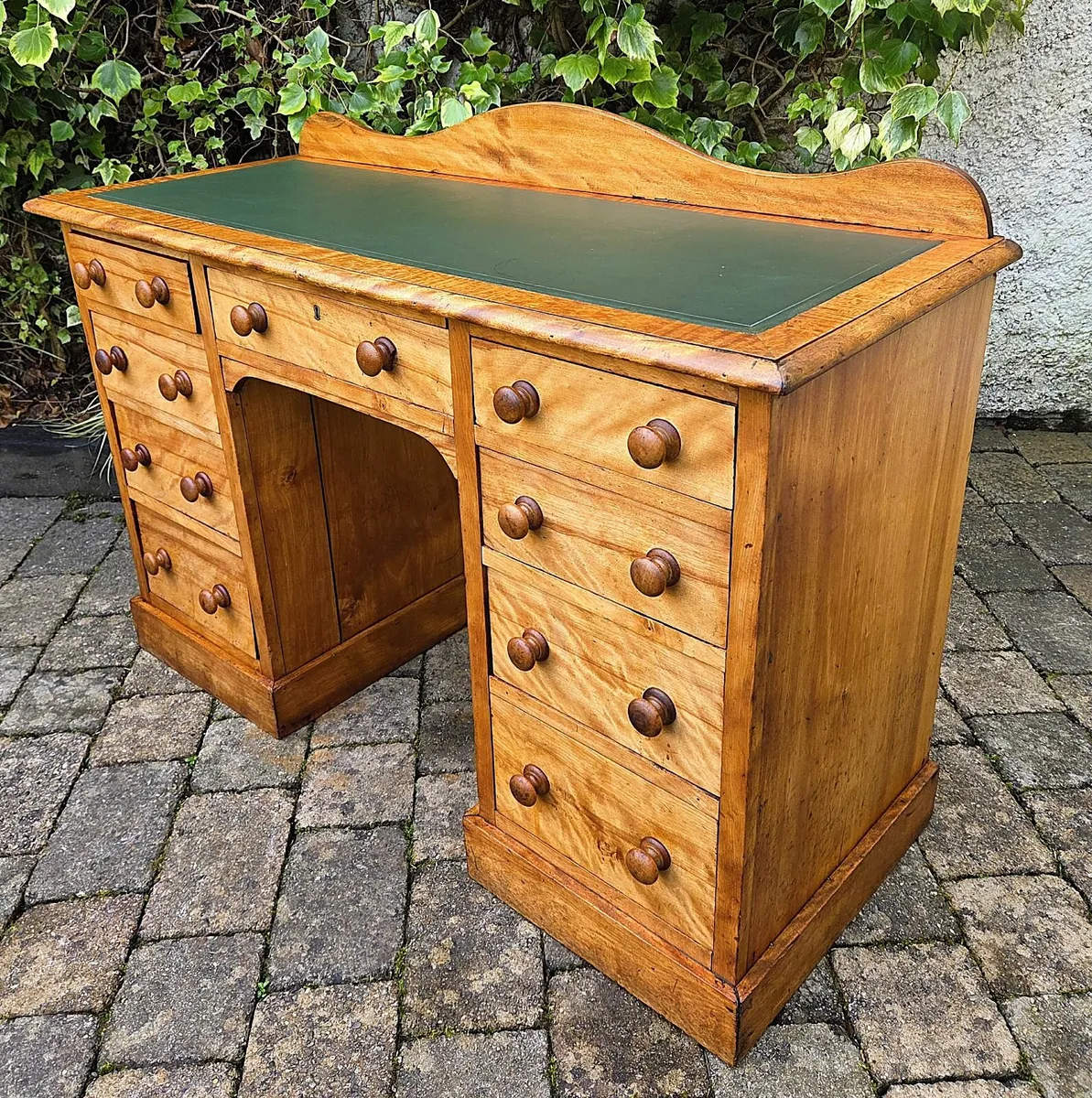 Victorian Satin Birch Pedestal Desk- Circa 1880 - Image 3