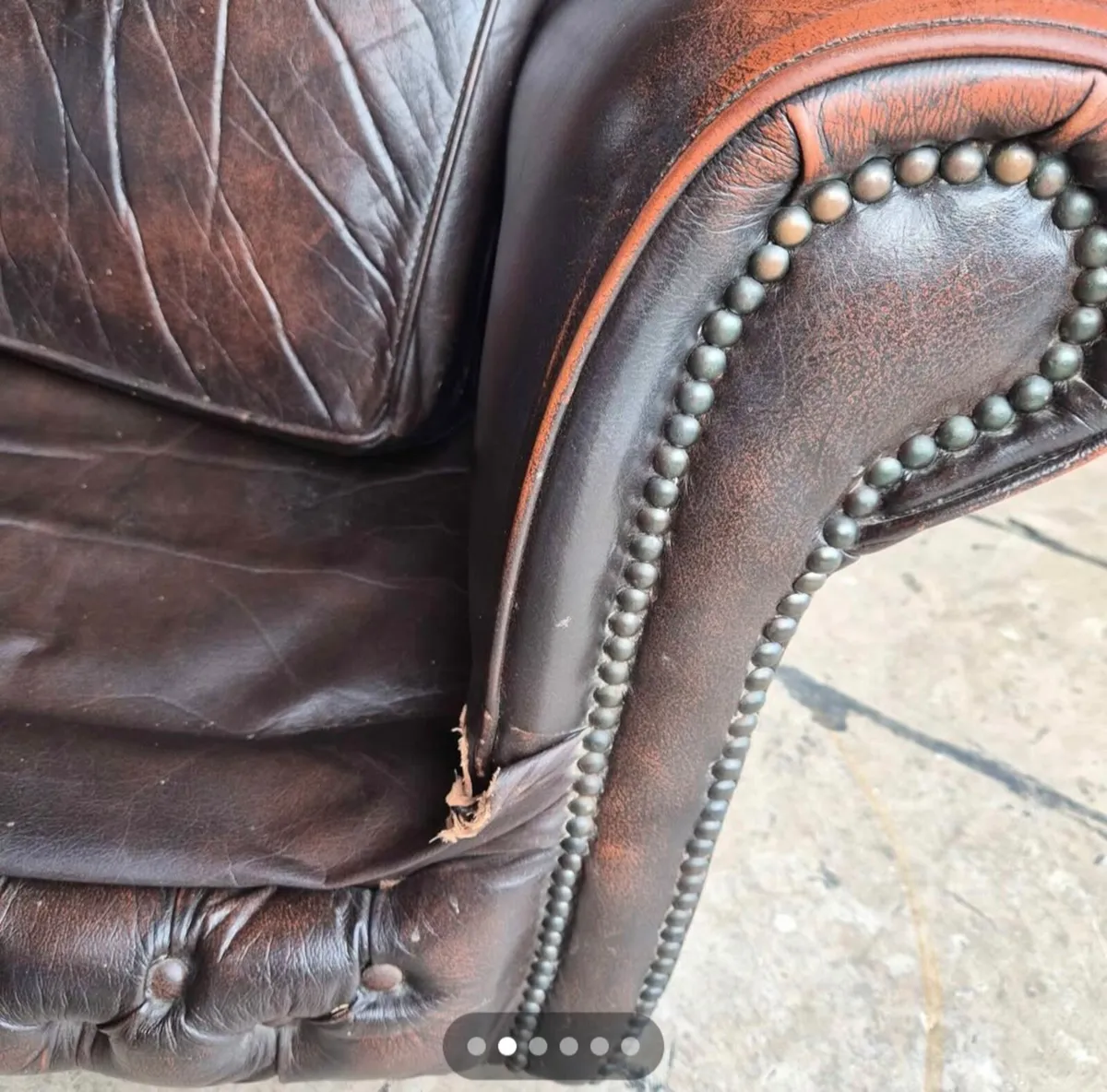 Antique Leather Armchair - free to take - Image 2