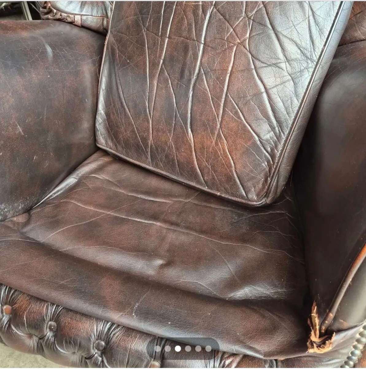 Antique Leather Armchair - free to take - Image 3
