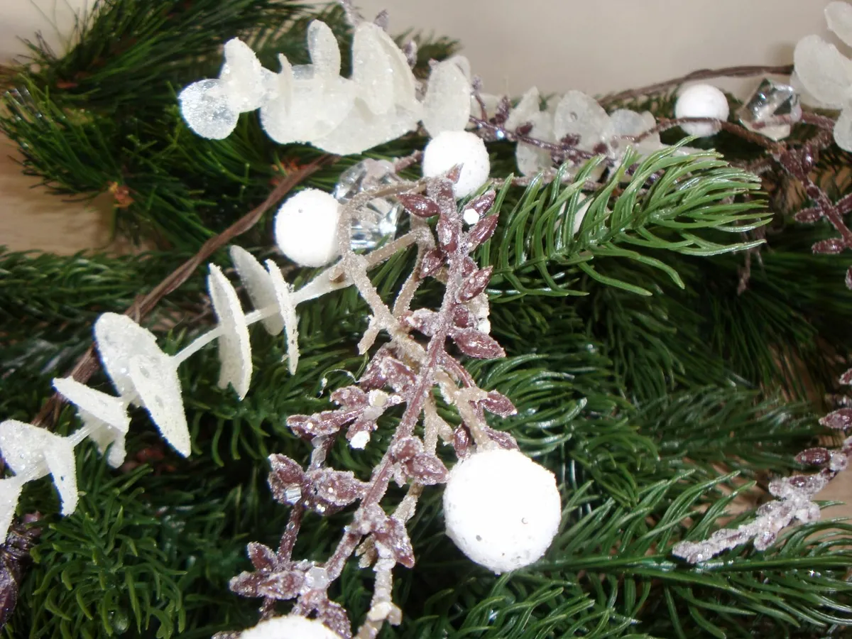 White sparkle eucalyptus garland L120cm NEW - Image 2