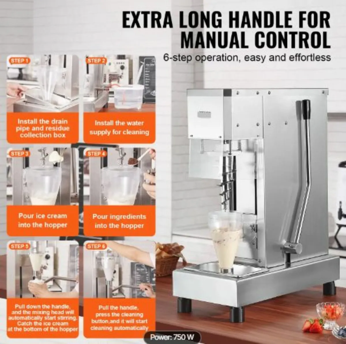 Ice Cream Blender,750W High-Speed Ice Cream Maker - Image 4