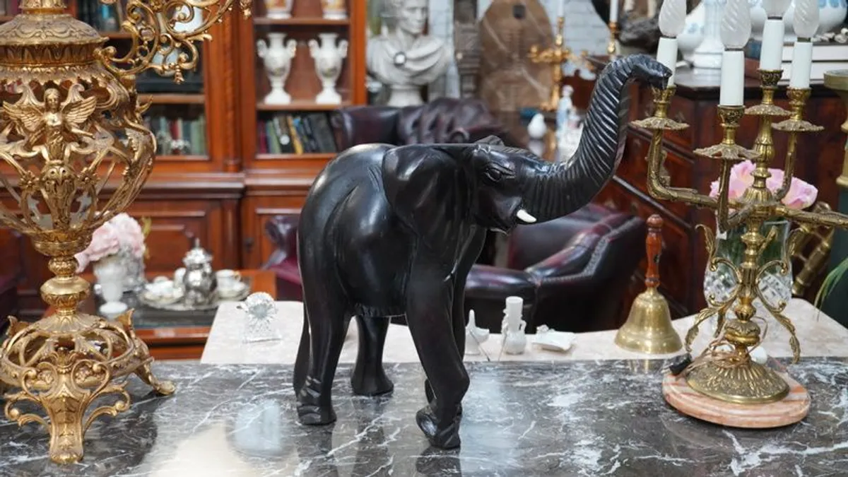 Heavy Wooden Elephant Sculpture - Image 1