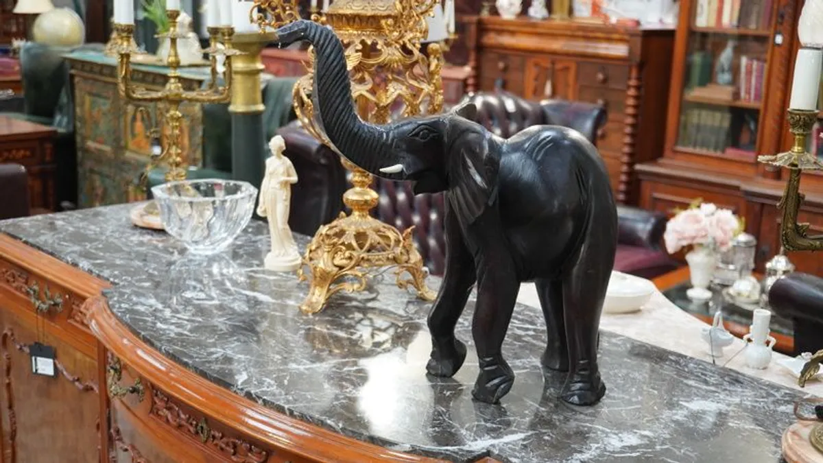 Heavy Wooden Elephant Sculpture - Image 3