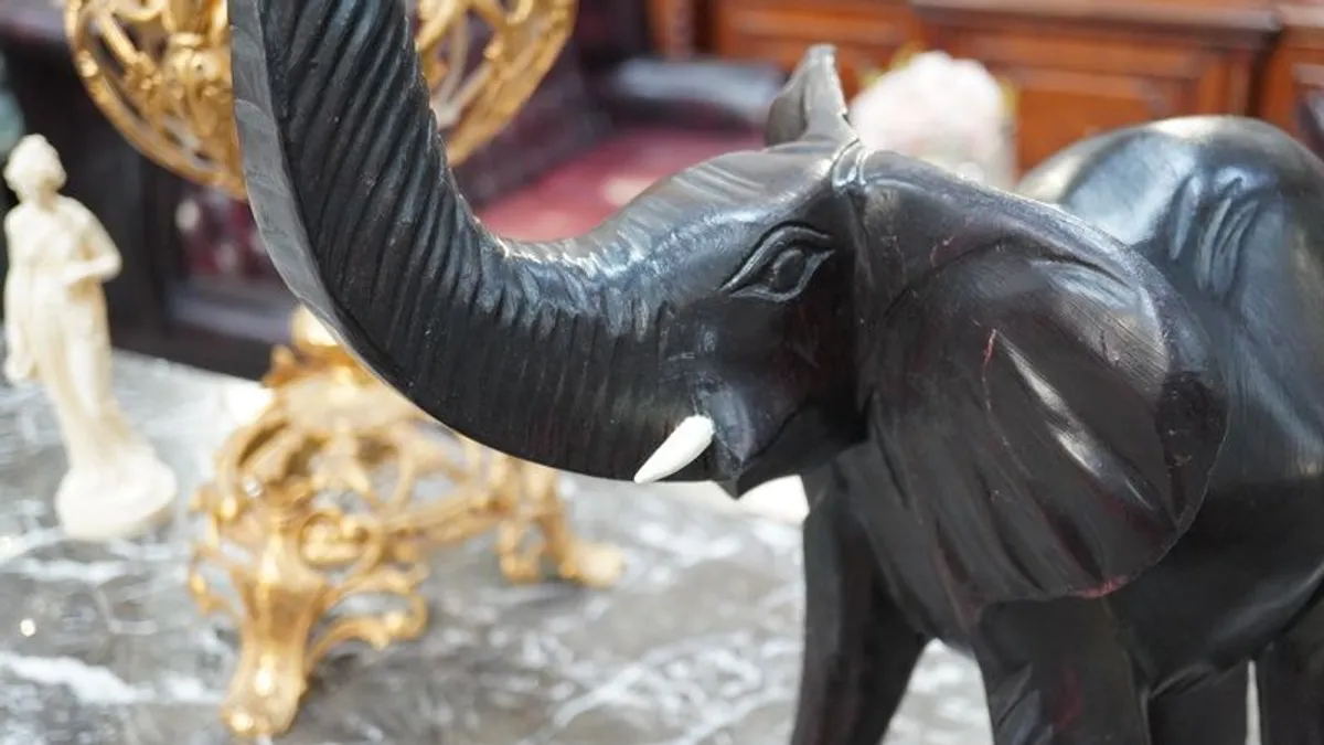 Heavy Wooden Elephant Sculpture - Image 4