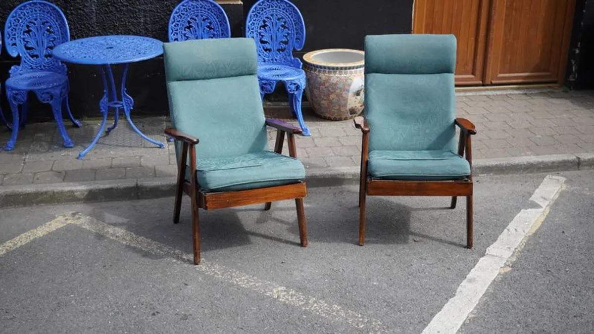 Vintage Mid-Century Modern Teak Armchairs - Pair - Image 1