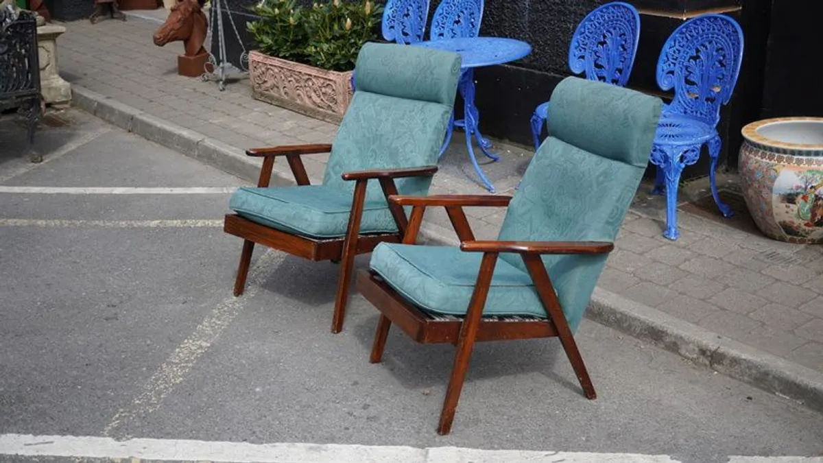 Vintage Mid-Century Modern Teak Armchairs - Pair - Image 3
