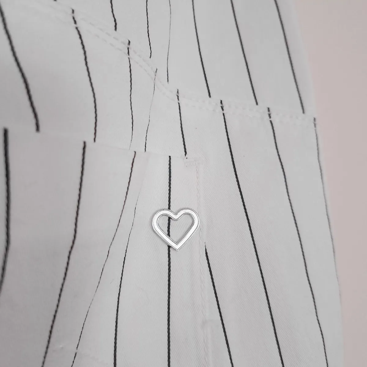 Please White Pinstripe Straight Leg Trousers L - Image 3