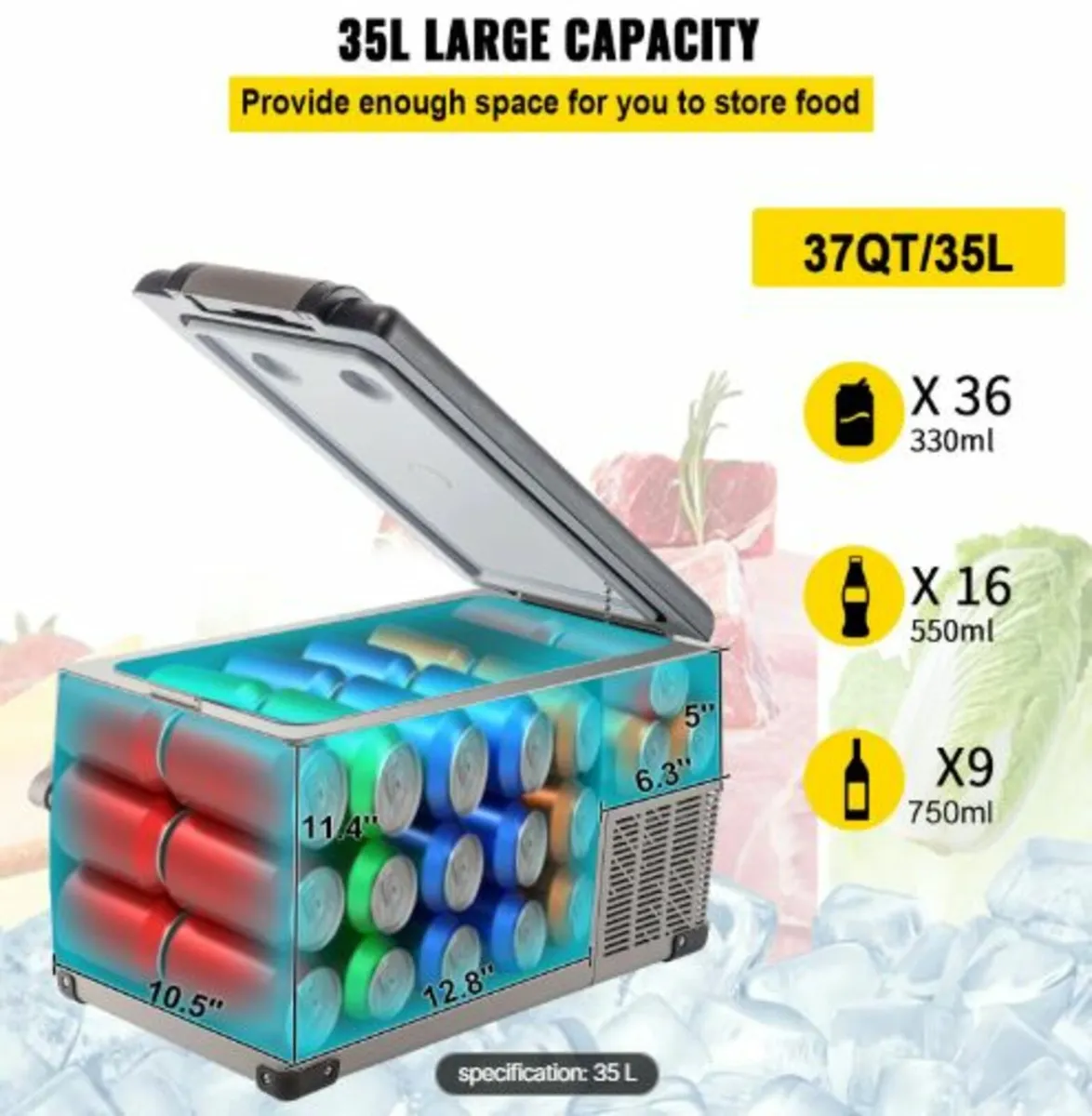 Car Refrigerator 35L Compressor Portable Small - Image 3