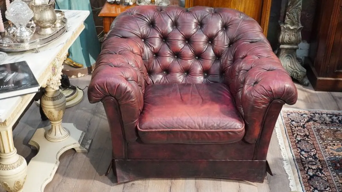 Vintage Leather Chesterfield Armchair - Image 1