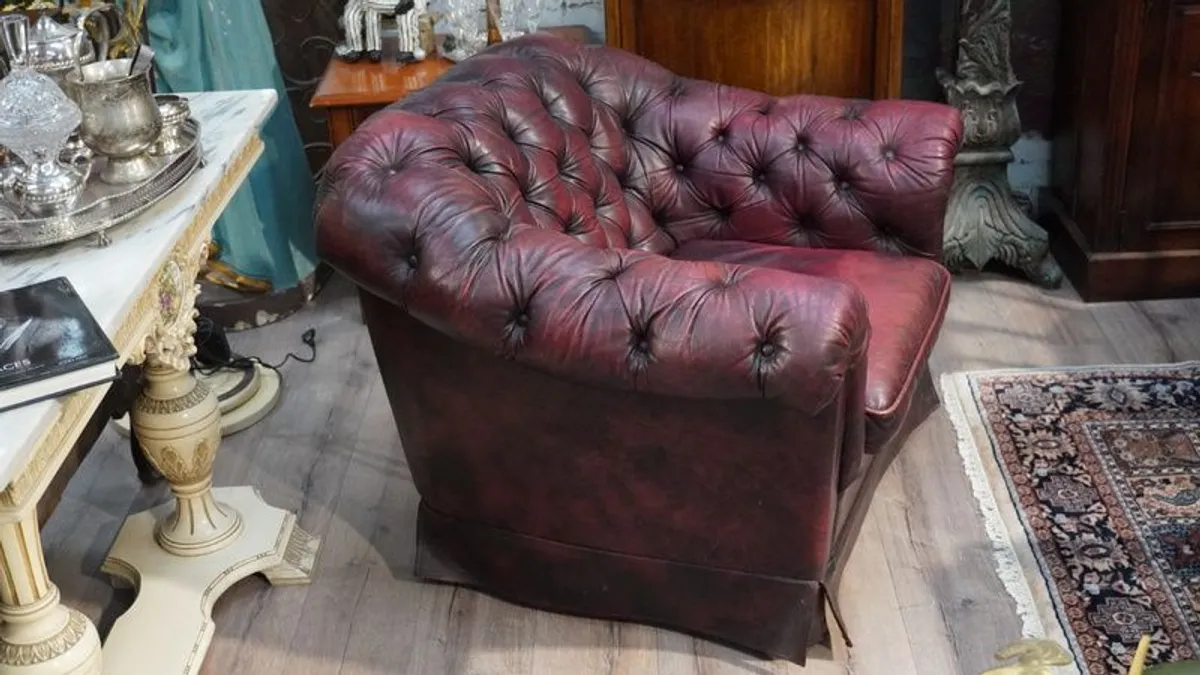 Vintage Leather Chesterfield Armchair - Image 2