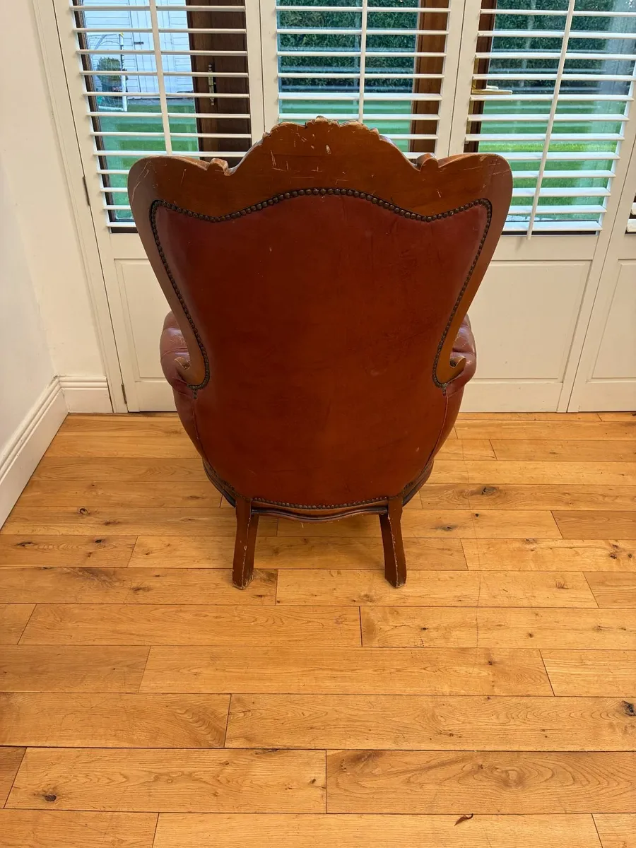 Victorian antique leather armchair - Image 2