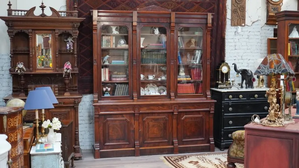Antique Victorian Mahogany Breakfront Bookcase - Circa 1840 - Image 1