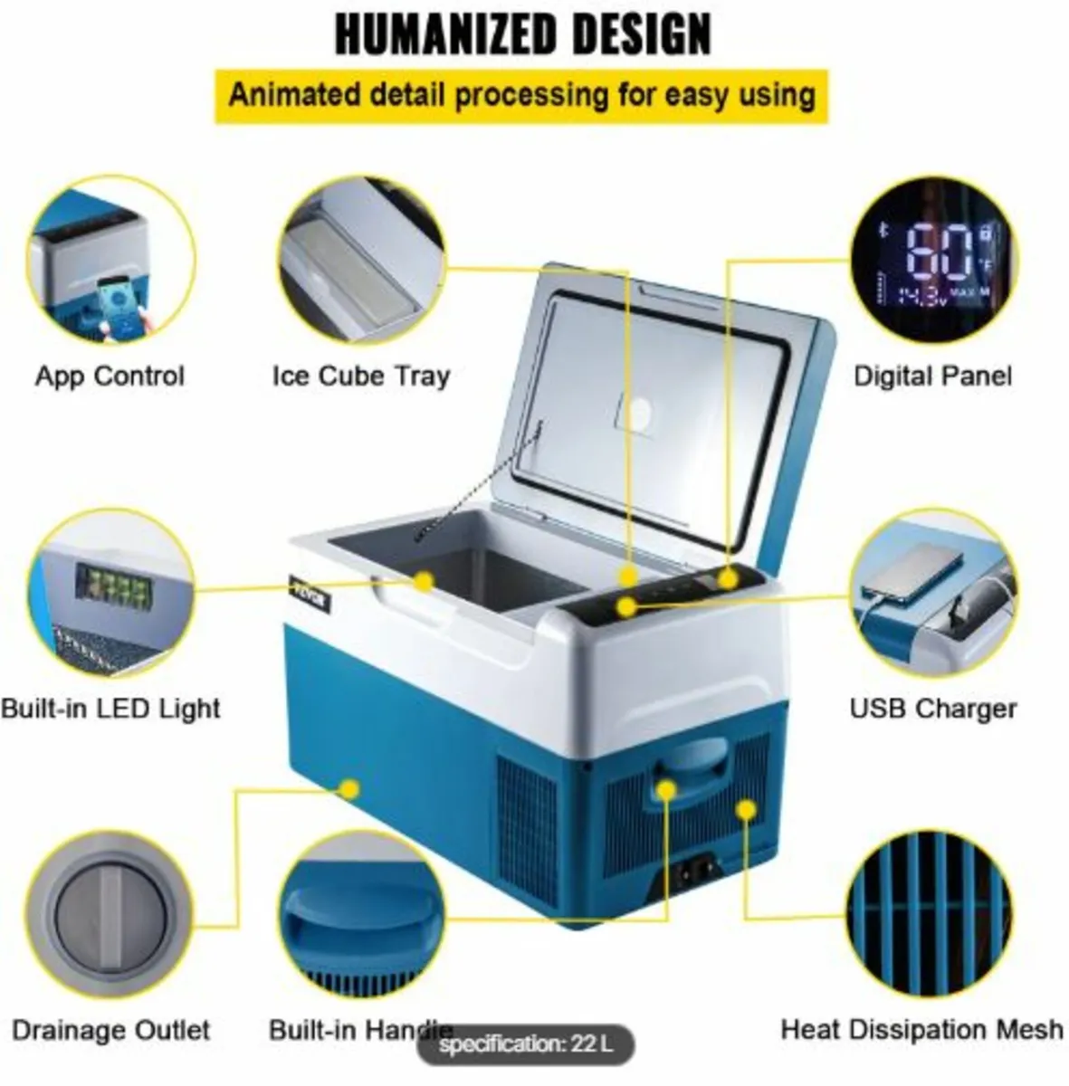 Car Refrigerator 22L Compressor Portable Small - Image 3