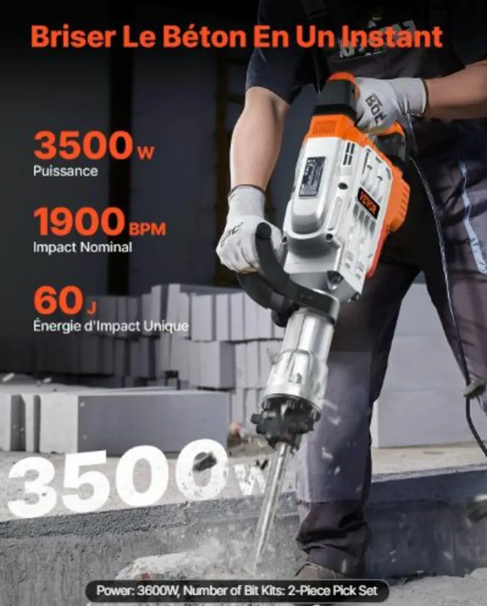Demolition Jack Hammer,3500W Jack Hammer Concrete - Image 2