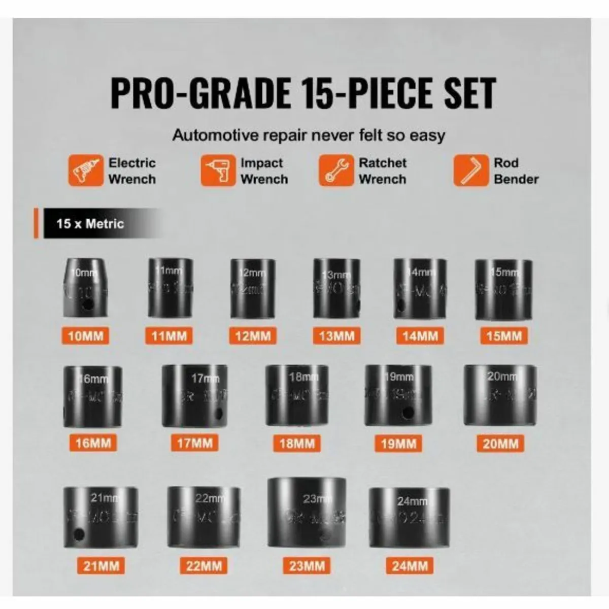 3/8" Drive Impact Socket Set, 15 Piece - Image 4