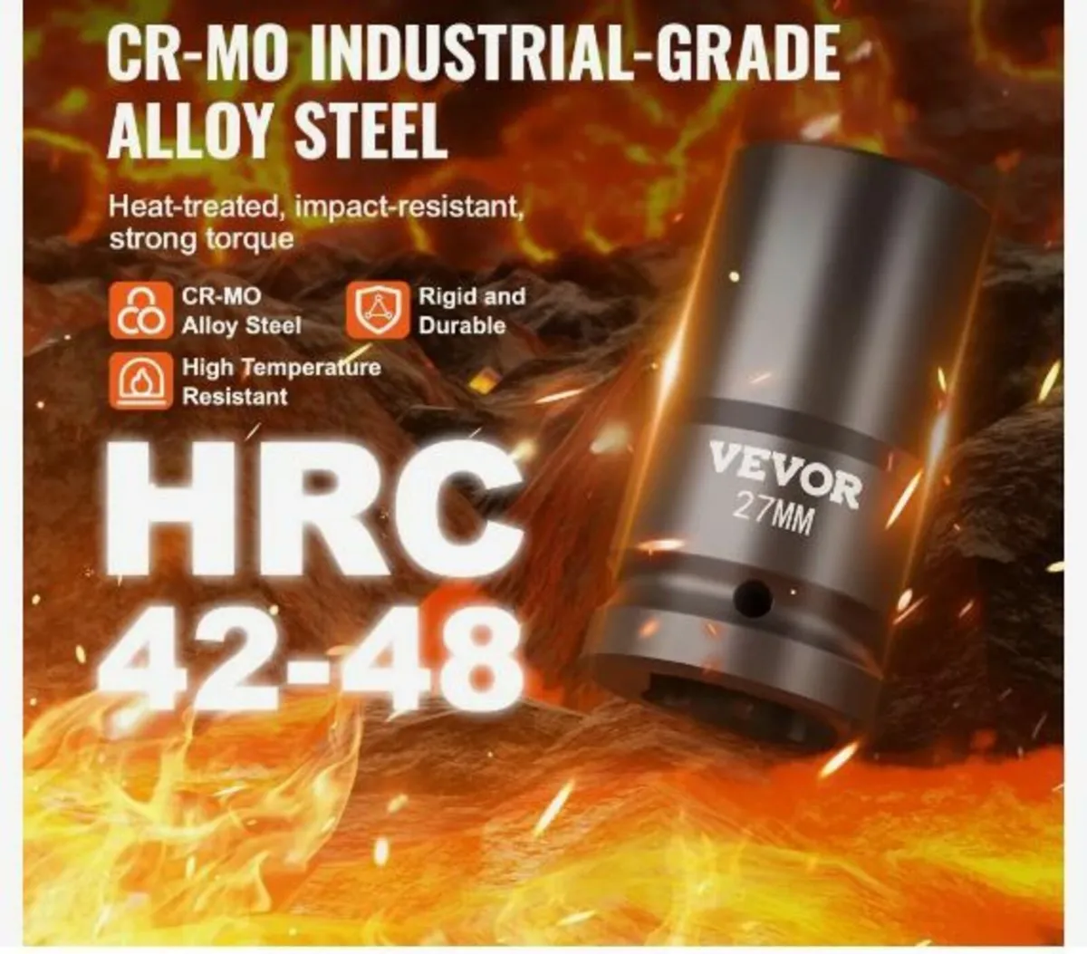 Impact Sockets Set 8pcs 6-Point 2.5 cm - Image 2