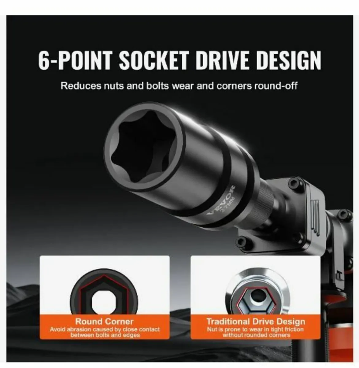 Impact Sockets Set 8pcs 6-Point 2.5 cm - Image 3