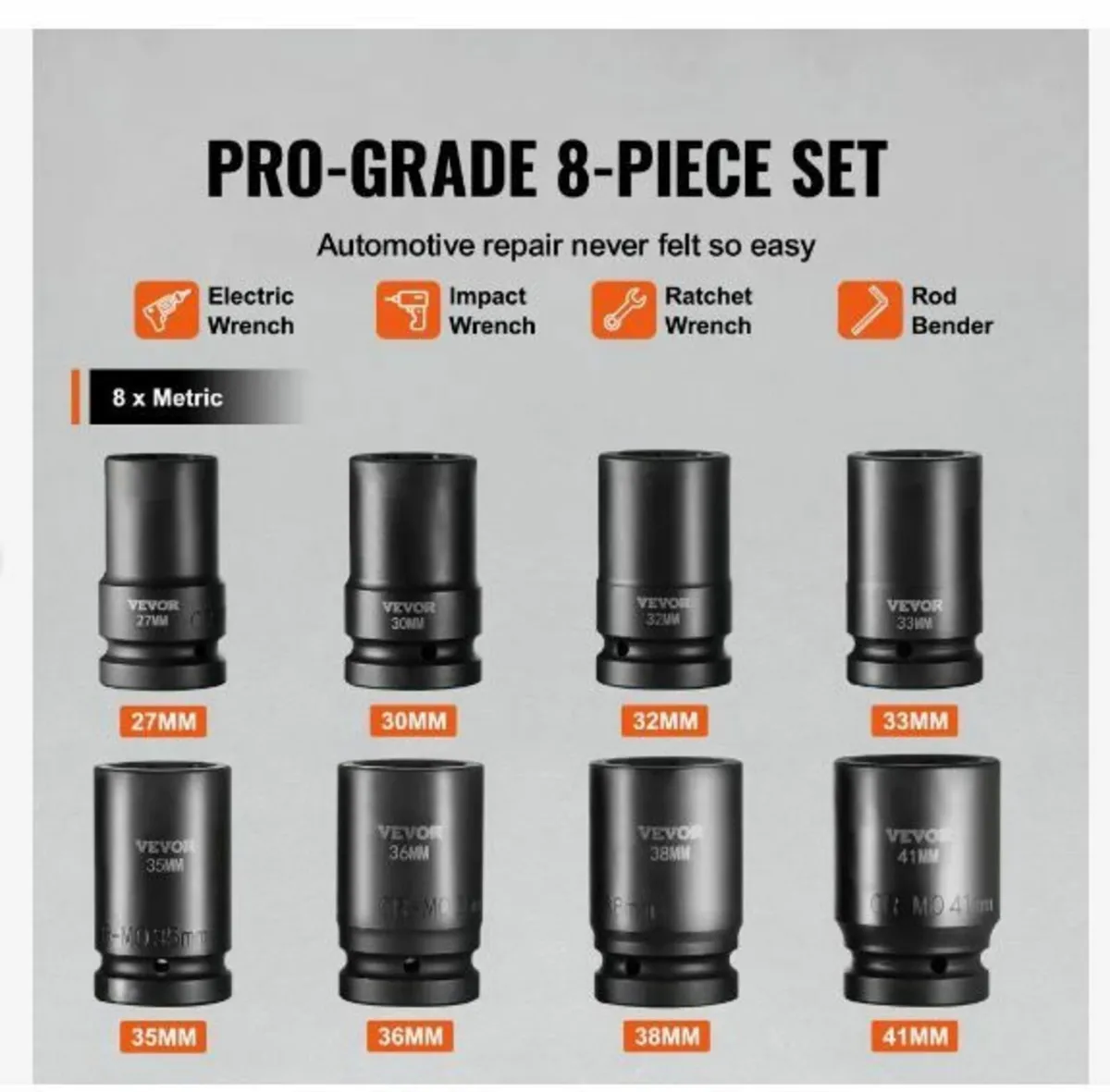 Impact Sockets Set 8pcs 6-Point 2.5 cm - Image 4