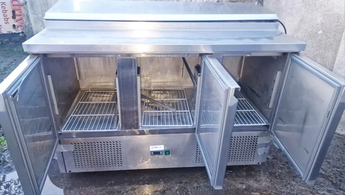 • 3-Door Commercial Prep Counter Refrigerator - Image 1