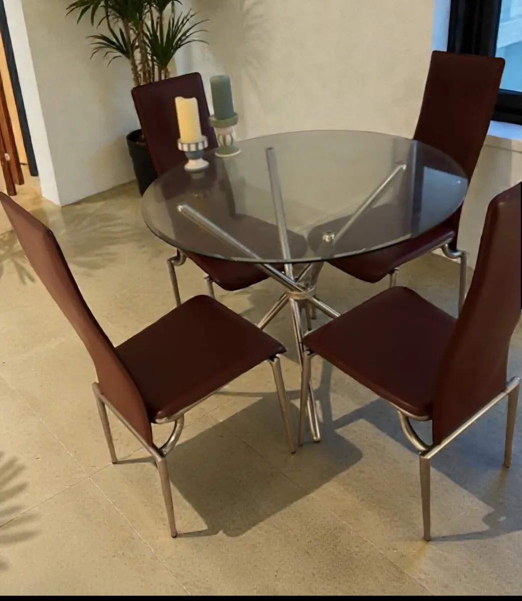 Glass Dining table with chairs - Image 1