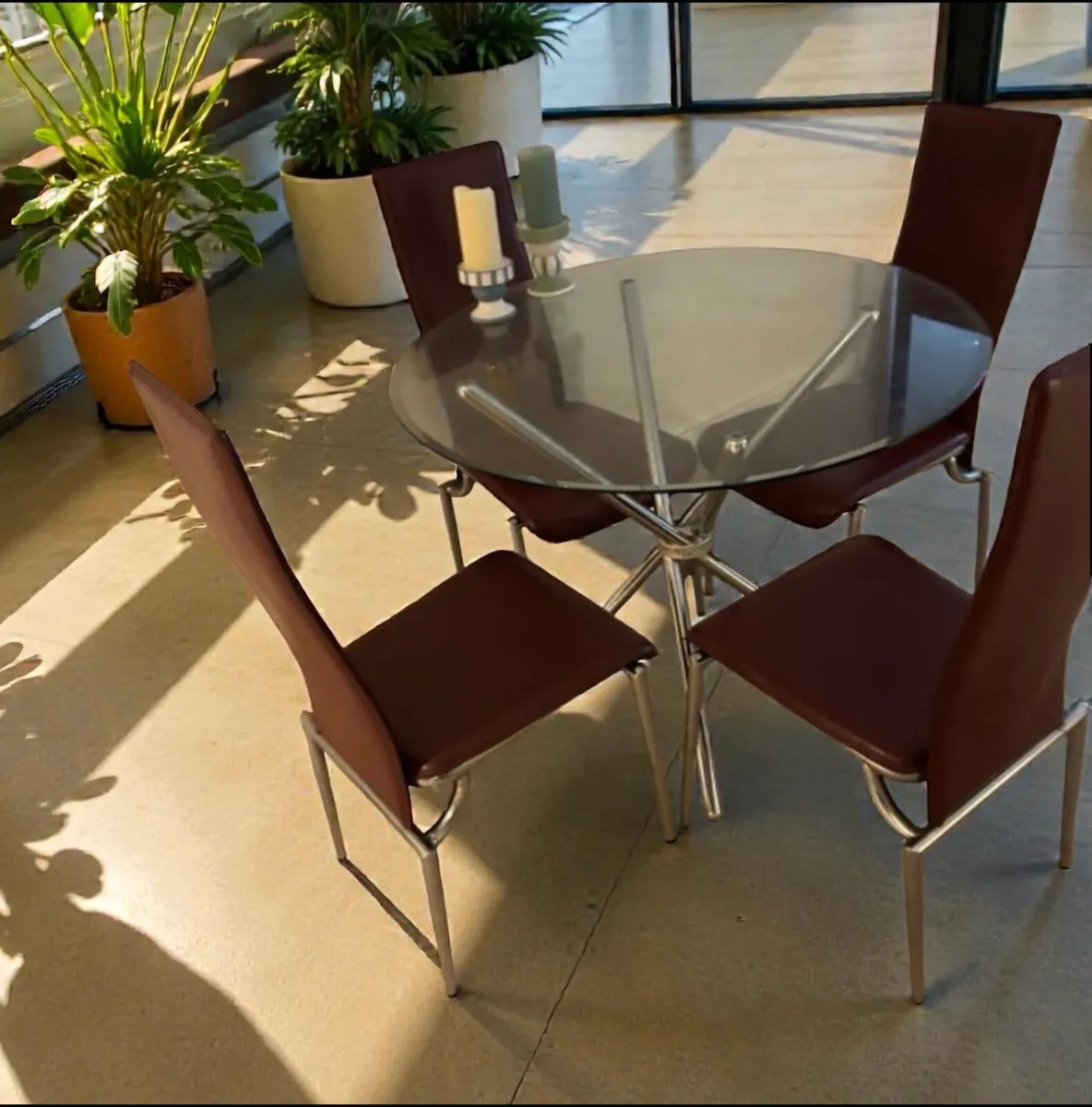 Glass Dining table with chairs - Image 3