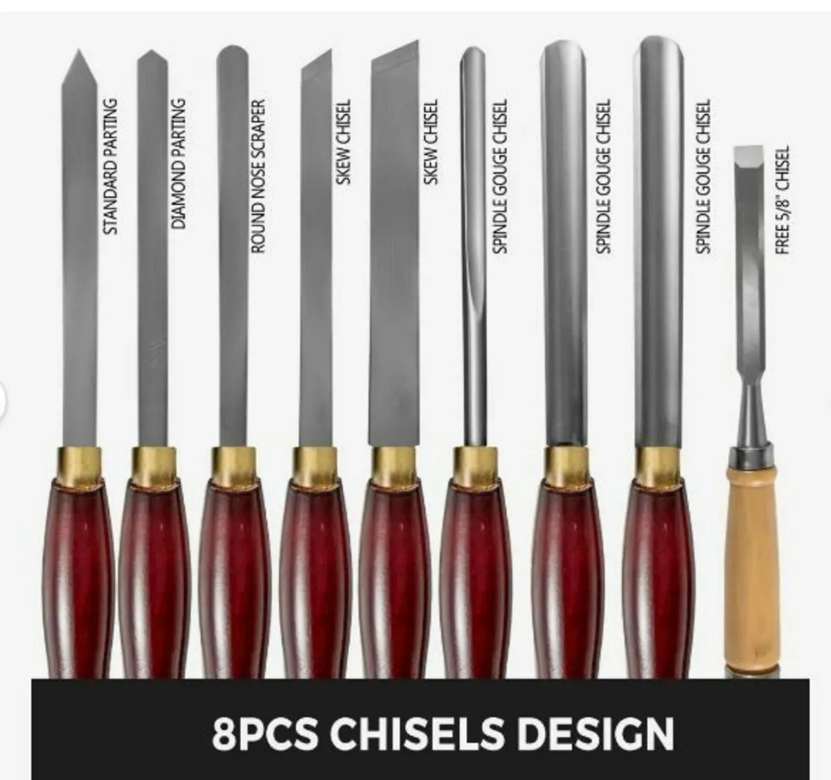 Wood Chisel Sets 8pcs Lathe Chisels - Image 4