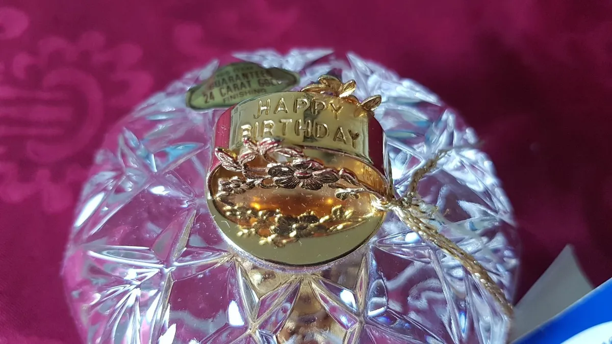 Killarney Crystal HappyBirthday LiddedJewelry Dish - Image 4