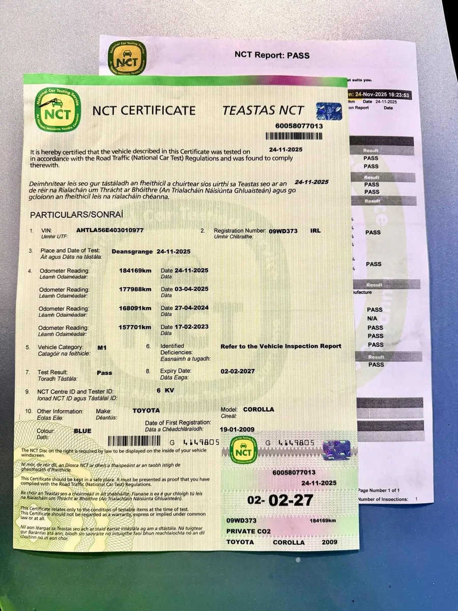 Toyota Corolla 2009- fresh 2027 NCT - Image 2