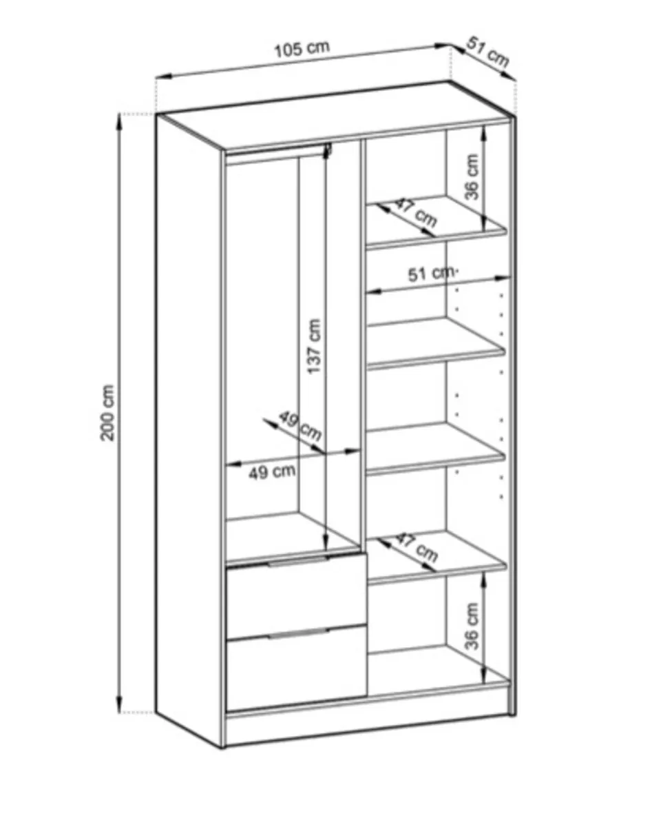 Wardrobe NELLY 2D 105cm Graphite *FREE DELIVERY - Image 4