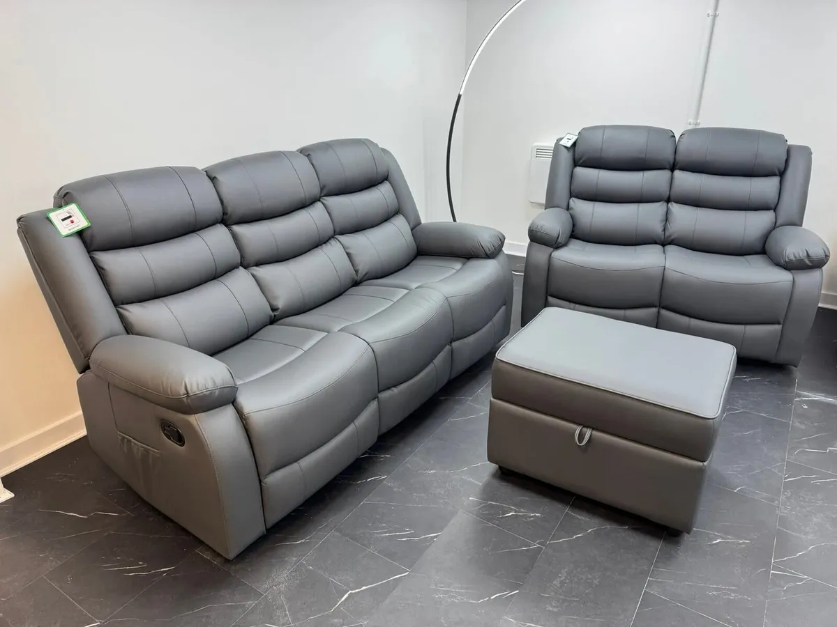 Sorrento 3+2 Seater Leather Recliner Sofa Set - Image 1