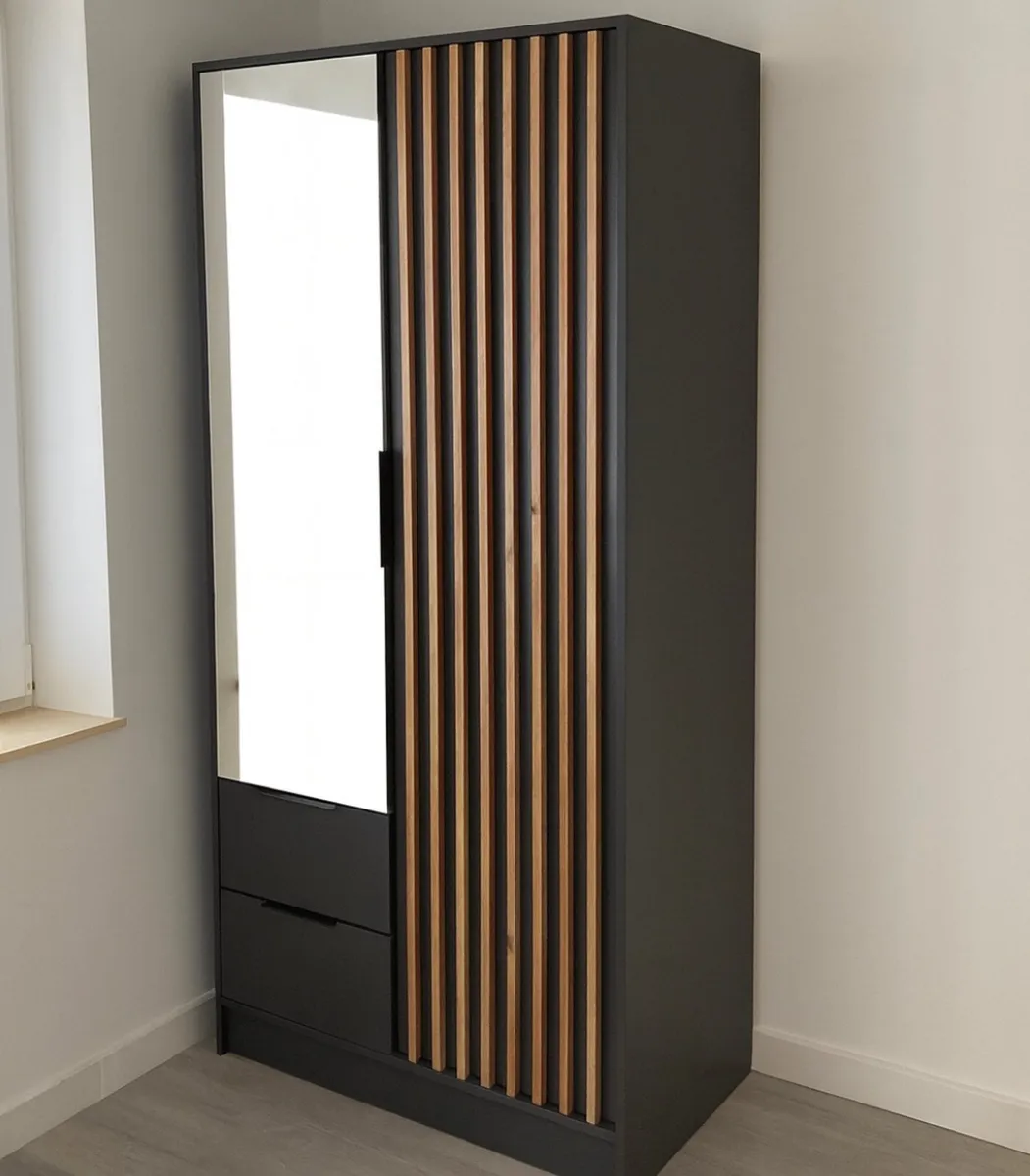 Wardrobe NELLY 2D 105cm Graphite *FREE DELIVERY - Image 1