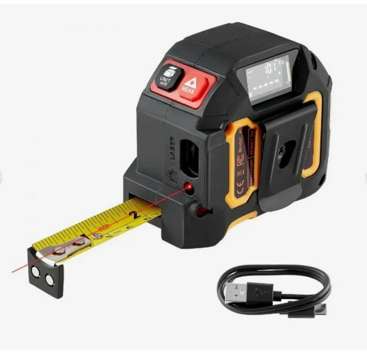 2-in-1 Laser Tape Measure, 41m Rechargeable - Image 3