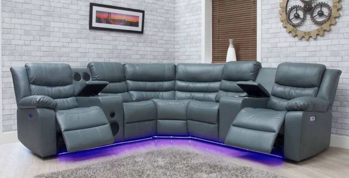 Athens Electric Reclining Corner Sofa With Speaker - Image 4