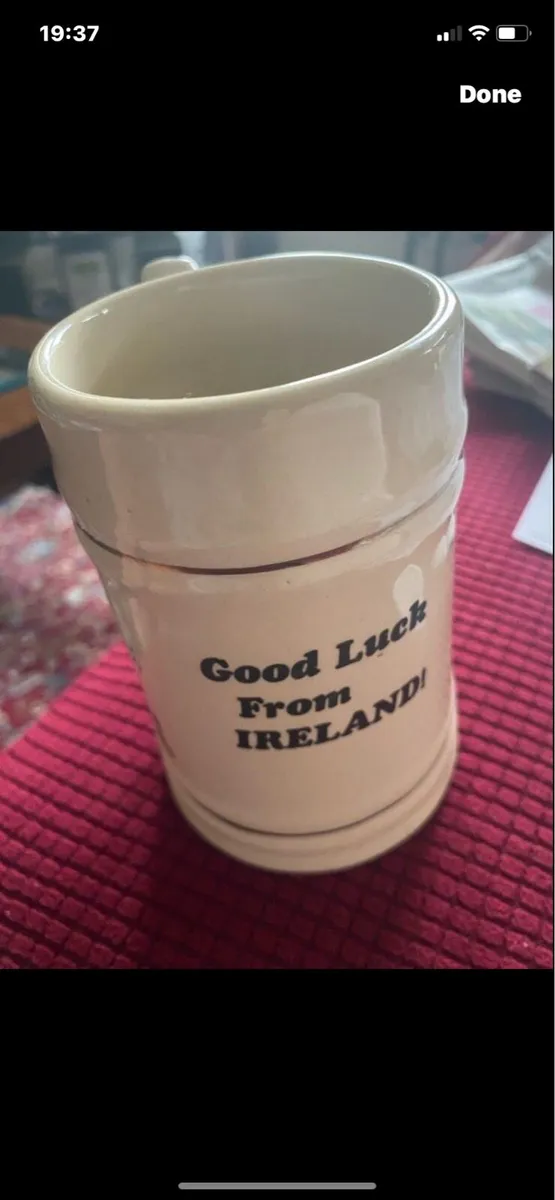 ‘Good Luck From Ireland’ Ceramic Tankard - Image 1