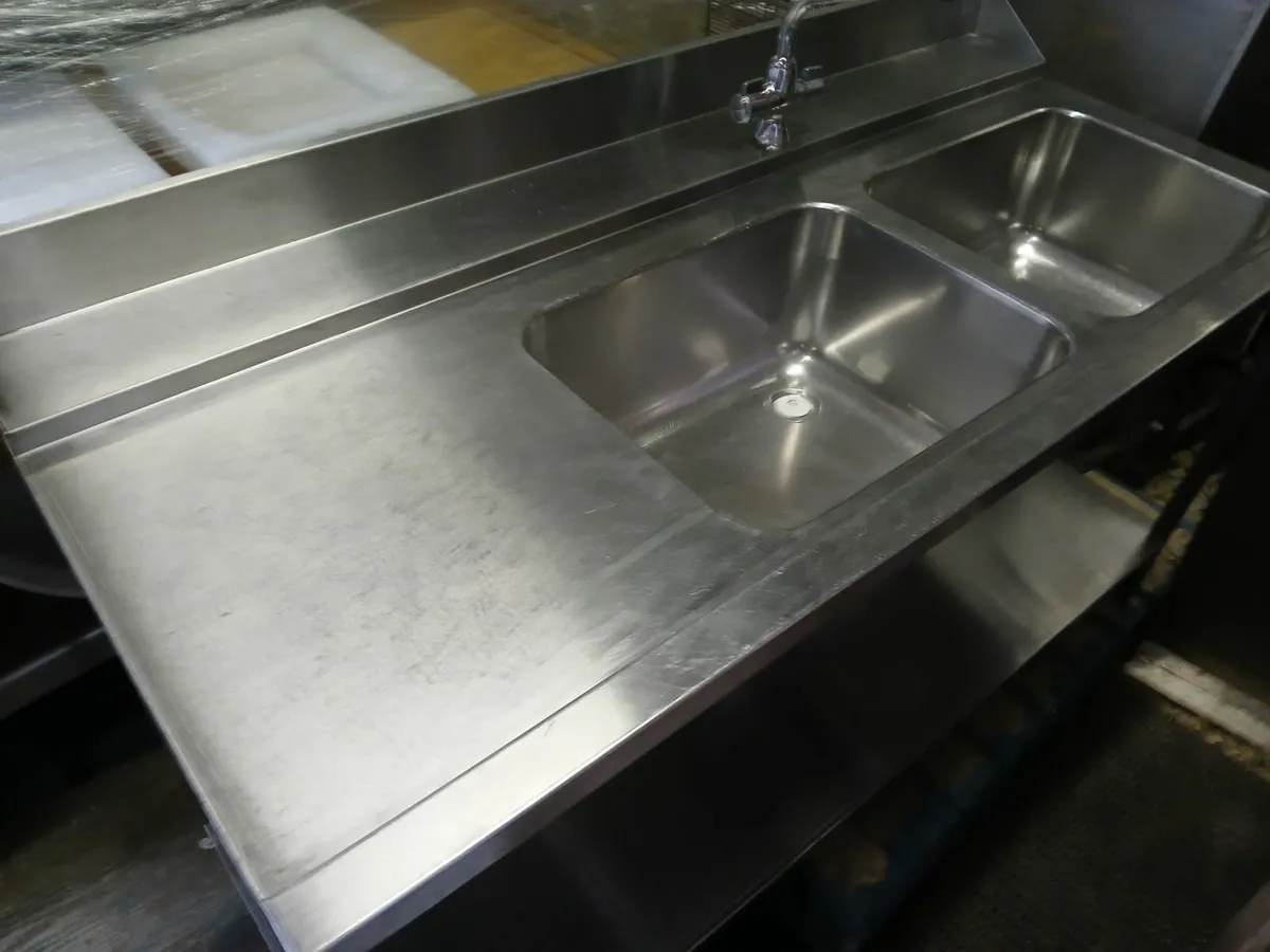 Staneless steel cabbinet double sink unit complete - Image 1