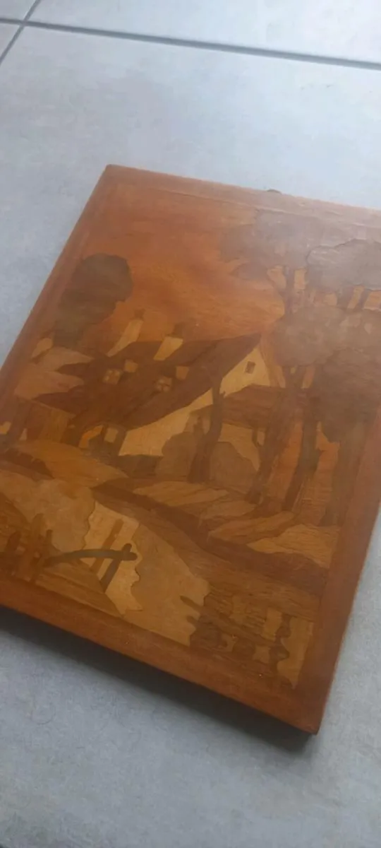 Beautiful Vintage 1970's wood marquetry panel - Image 3