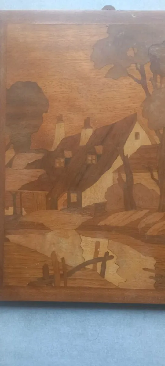 Beautiful Vintage 1970's wood marquetry panel - Image 4