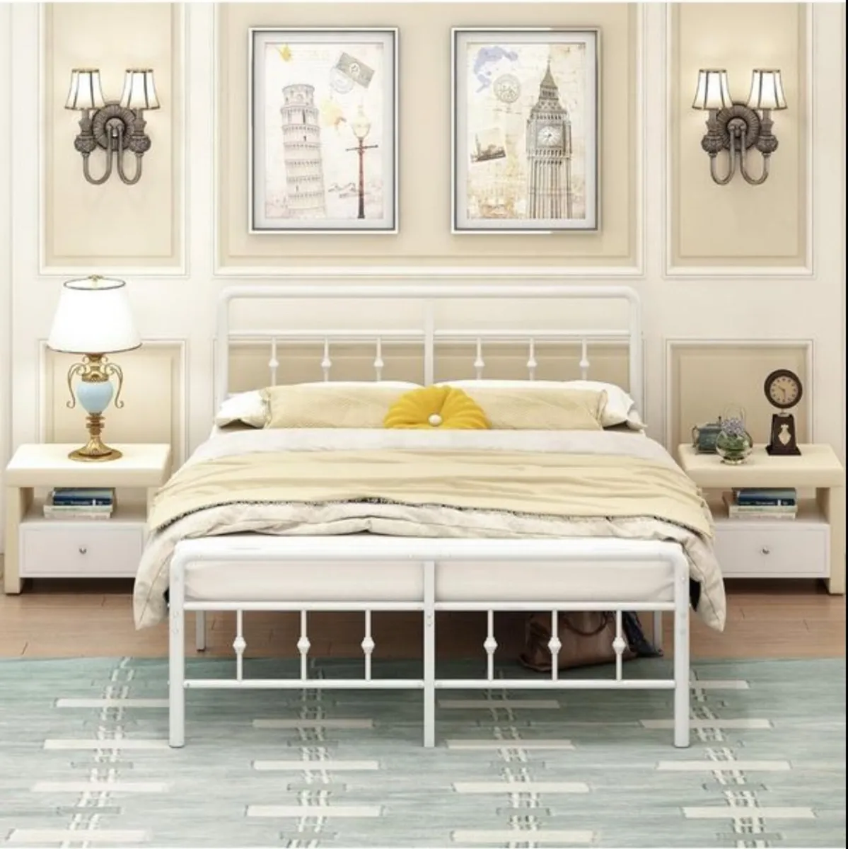 Small Double Bed Frame 4ft with Victorain Headboar