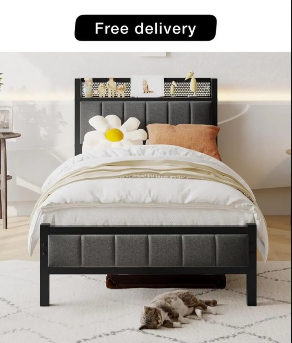 3ft Single Bed Frames with Storage Headboard