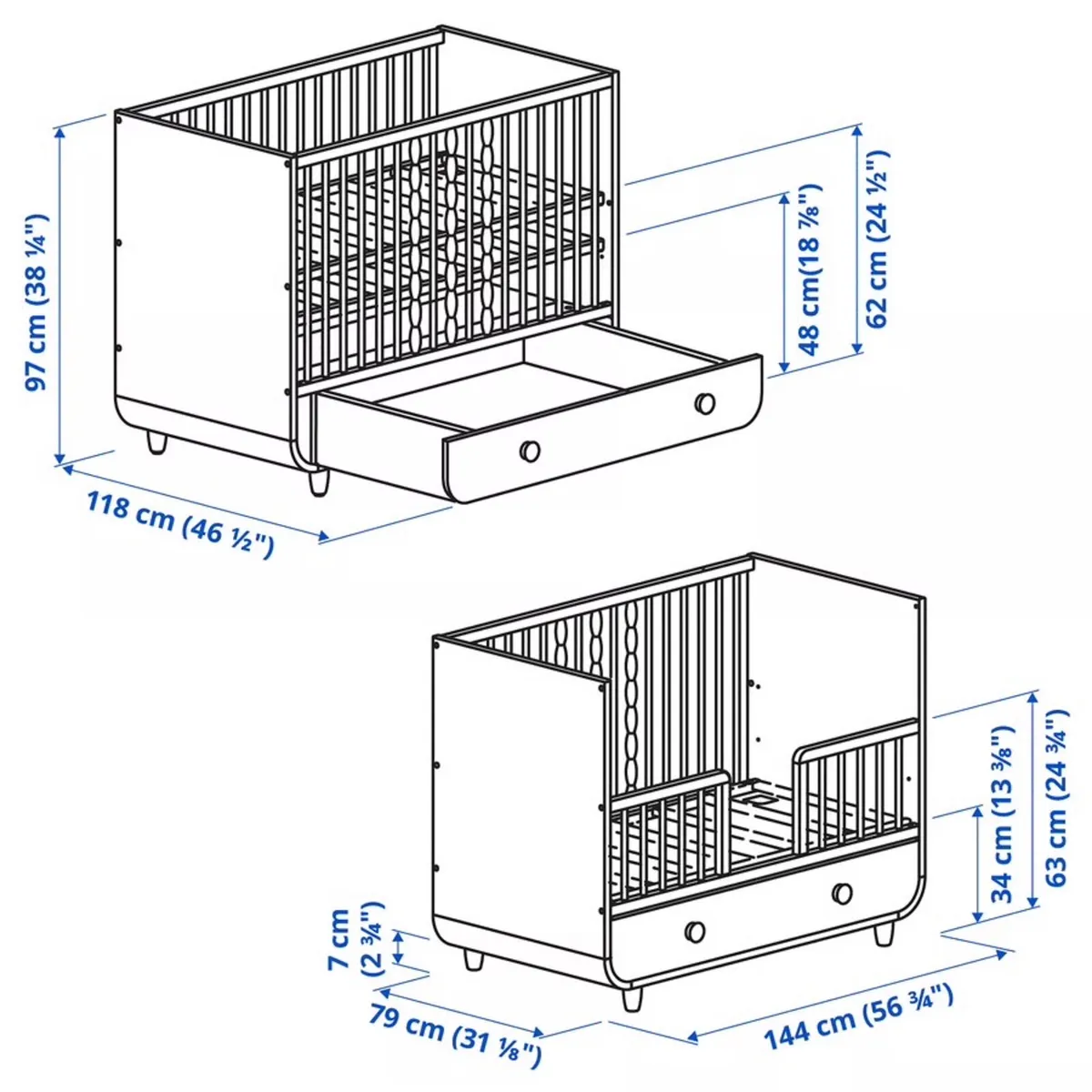 Baby Cot with Drawer - Image 2